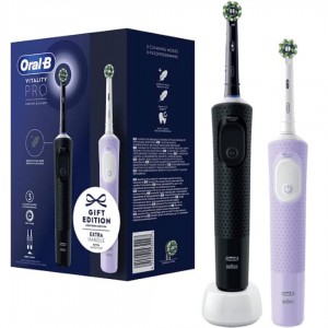 Oral-B 成人電動牙刷 （2支裝）D103 Duo，黑色/紫色